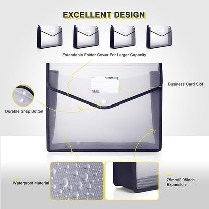 Plastic File Folders, Waterproof Transparent Expandable File Organiser - Image 2