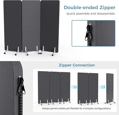 MORDEER 70.8" W x 63" H Freestanding Partition Room Dividers, Acoustic Panels - Image 7