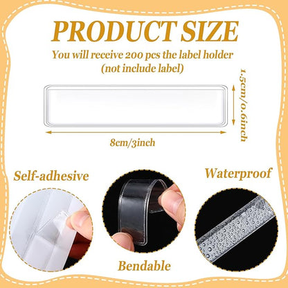 Jeyiour 200 Pcs Label Holders Adhesive Nameplate Pockets Storage Bin Labels - Image 2