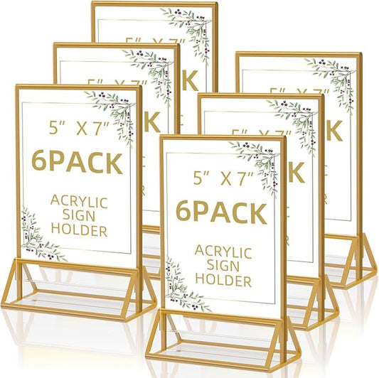 PPH-Sisy Acrylic Sign Holder 5x7 Gold Display Stand, Acrylic Frames by PPH-SisyPurchaseNow