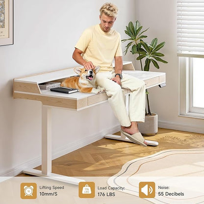 ONBRILL Standing Desk with Drawers, 63x23.6 Inch Electric Stand Up Desk with - Image 6