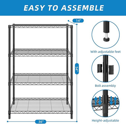 Guan River 4-Shelf Adjustable Metal Shelf Wire Shelving Unit Storage Rack - Image 2