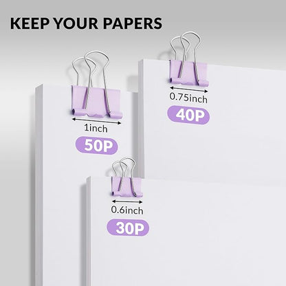 NEEWAY 100 Count Binder Clips Assorted Sizes, Paper Binder Clips, Metal Paper - Image 4