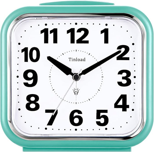 Tinload 5.5" Large No Ticking Analog Alarm Clock, Silent Readable by Tinload