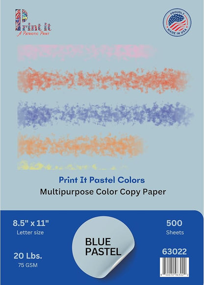 Printit Colors Multipurpose Paper, 20 lbs., 8.5" x 11", 500 Sheets/Ream – by Unknown