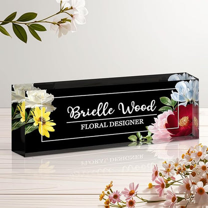 Personalized Name Plate for Desk, Custom Acrylic Desk Name Sign, Office by Unknown