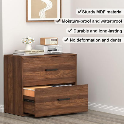 FATIGOS 2 Drawer File Cabinet, Wood Lateral Filing Cabinets, Wide Office File - Image 8