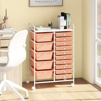 DORTALA 15-Drawer Rolling Storage Cart - Image 2