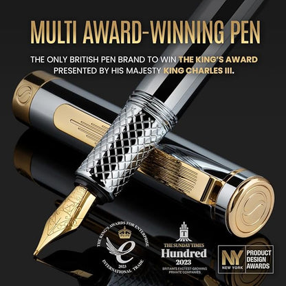 Scriveiner Luxury EDC Fountain Pen, Stunning Silver Chrome Luxury Pen, Real - Image 2
