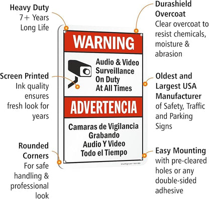 SmartSign 2-Pack 'Warning Audio And Video Surveillance On Duty At All Times' - Image 4
