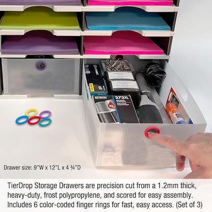 Desktop Organizer 6 Letter Tray Sorter Plus Riser Storage Base & 3 Storage - Image 6