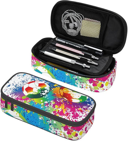 Colorful Soccer Pencil Case Big Capacity Storage Pencil Pouch Stationery Bags by HKHEHOP