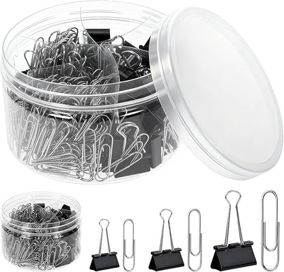 370 PCS Paper Clips and Binder Clips Set – Assorted Sizes Metal Clips, Office by Unknown