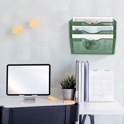 EASEPRES 3 Pocket Mesh Hanging Wall File Organizer, Wall Mounted Mail Paper - Image 7