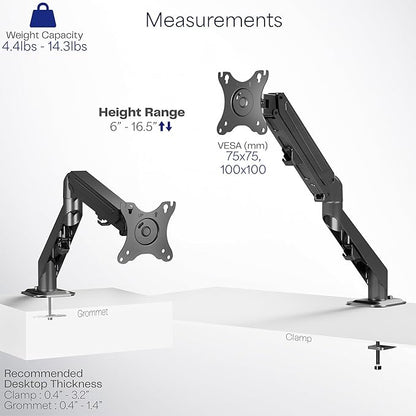 VIVO Heavy Duty Single Monitor Tension Arm - Image 4