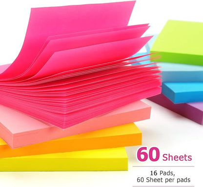 Early Buy 16 Pads Sticky Notes 8 Bright Color Self-Stick Notes 3 in x 3 in - Image 4
