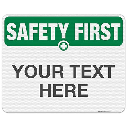 Custom Safety First Sign, OSHA Sign, 24x30 Inches, 3M EGP Reflective .080 by SigoSigns