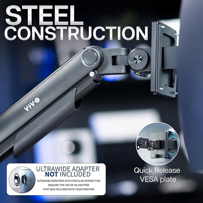 VIVO Heavy Duty Aluminum Ultrawide Monitor Tension Arm - Image 6