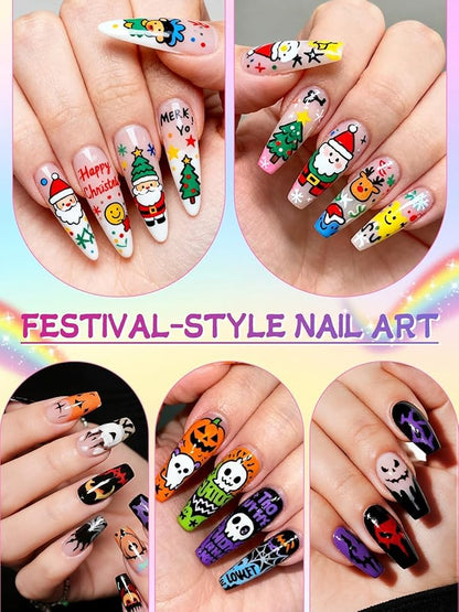 EBANKU 12 Colors Nail Art Pens Kit 0.5MM Ultra-Fine Tip 3D Nail Polish Pens - Image 6