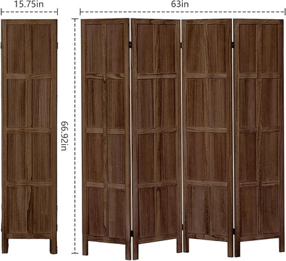 Leesinwing Wood Room Divider 4 Panel Folding Privacy Screen, Classic 5.6Ft - Image 5