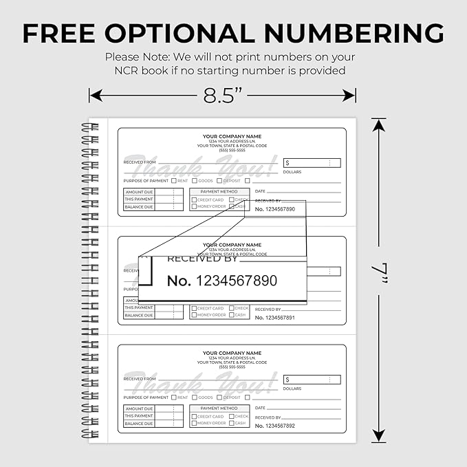 Custom 8.5" x 7" Carbonless NCR Books in 3-Part Triplicate Invoices, Work Orders - Image 5