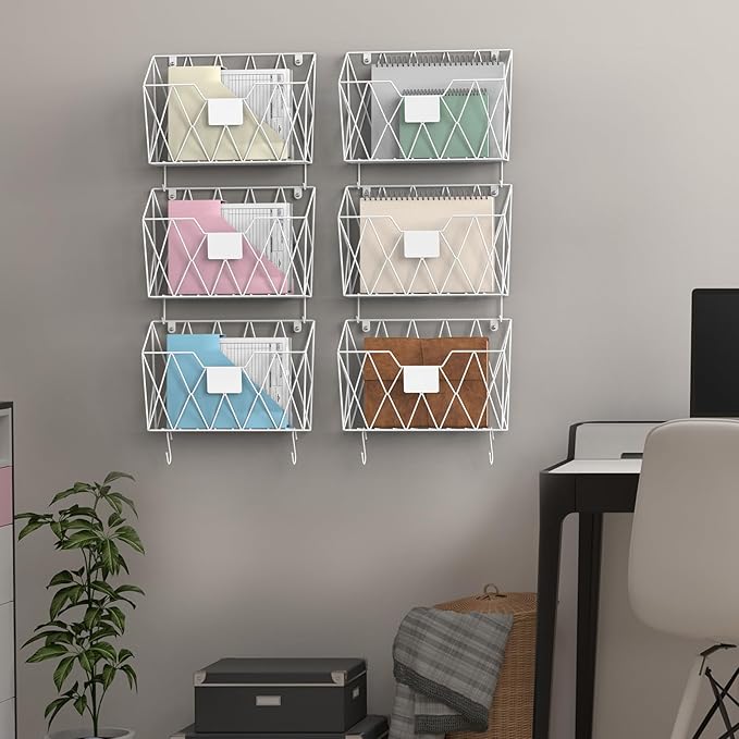 CADUKE 6 Pack Hanging Wall File Organizer Mesh Folder Holder Mail Magazine - Image 7