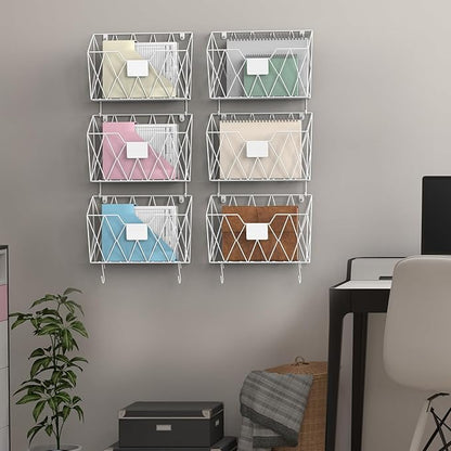 CADUKE 6 Pack Hanging Wall File Organizer Mesh Folder Holder Mail Magazine - Image 7