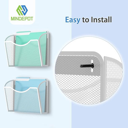 MINDEPOT Wall File Organizer, Hanging Wall Mounted File Folder Binder Holder - Image 4
