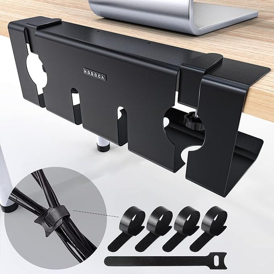 NODOCA No Drill Under Desk Cable Management Tray, Punch-Free Clamp on, Metal by NODOCA
