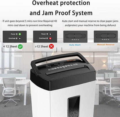 Bonsaii 12-Sheet Cross-Cut Paper Shredder, P-4 Security, Credit Card & Document - Image 4