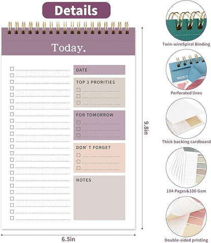 104 Pgs To Do List Notepad, 52 Undated Sheets Duplex-printed Daily Planner - Image 3