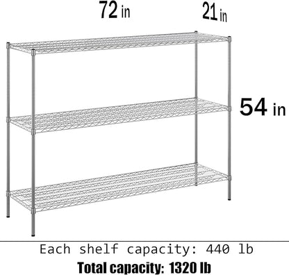 Regal Altair 21" Deep x 72" Wide x 54" Height Wire Shelving Kit | 3-Tier | NSF - Image 3