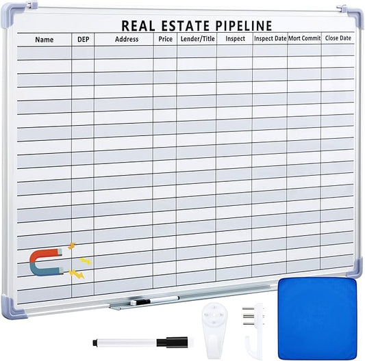Lincia 36"x 24" Real Estate Whiteboard Lined White Board Dry Erase Real Estate by Lincia