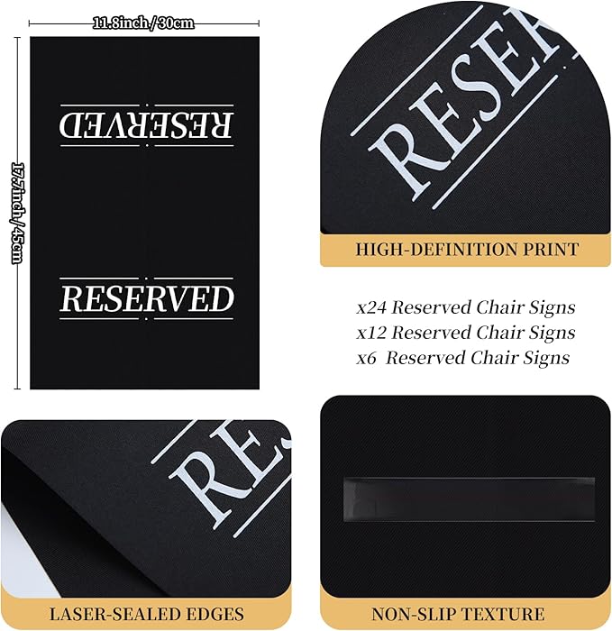 6 Pcs Reserved Seating Signs Reserved Chair Sign Printed Placeholder - Image 3