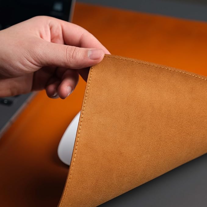 TORONATA Jersey Genuine Calfskin Leather Desk Pad, Office Desk Mat - Image 4
