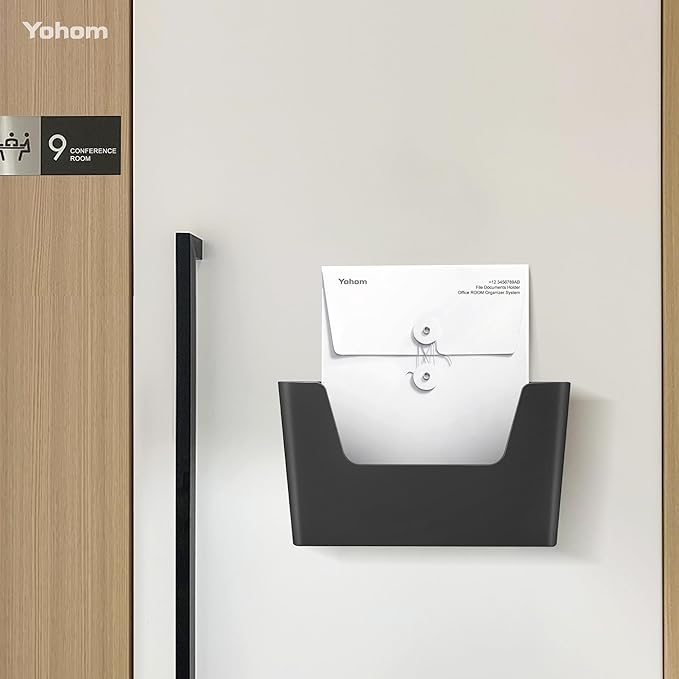 YOHOM No Drilling File Holder Wall Mails Magazines Organizer Adhesive Door Mount - Image 2