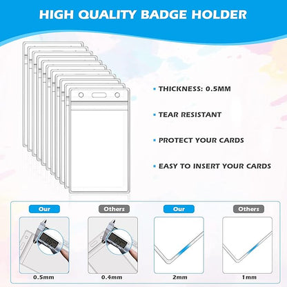 200Pcs ID Badge Holder Vertical Name Tag Holder Clear Plastic Name Badge ID - Image 4