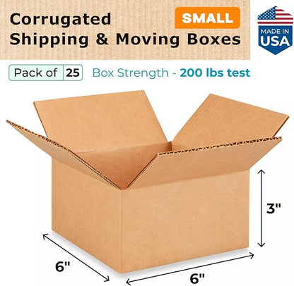 Small Moving & Shipping Boxes 6"L x 6"W x 3"H - Image 2