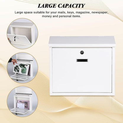 xydled Mail Boxes with Key Lock, Locking Mailbox Wall Mounted, Security Metal - Image 3