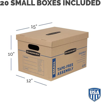 Bankers Box Small Classic Moving Box 20 Pack, Reinforced Handles, Tape-Free - Image 3