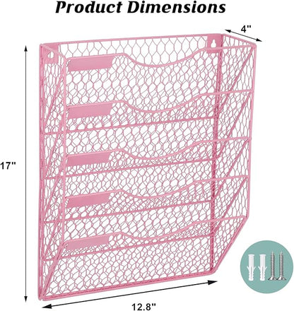 EASEPRES Mail Organizer Wall Mount Hanging File Holder Storage, Metal Chicken - Image 2