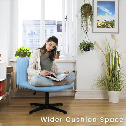 PUKAMI Criss Cross Chair, Armless Cross Legged Office Desk Chair No Wheels - Image 3