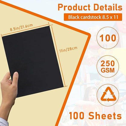 100 Sheets Black Cardstock 8.5 x 11 Certificate Paper, 92lb Heavyweight Printer - Image 2