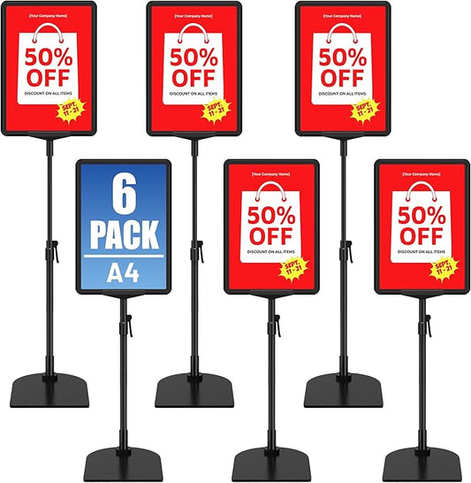 VAIIGO 6Pack Sign Stand for Display A4, Adjustable Poster Stand for Table Top & by VAIIGO