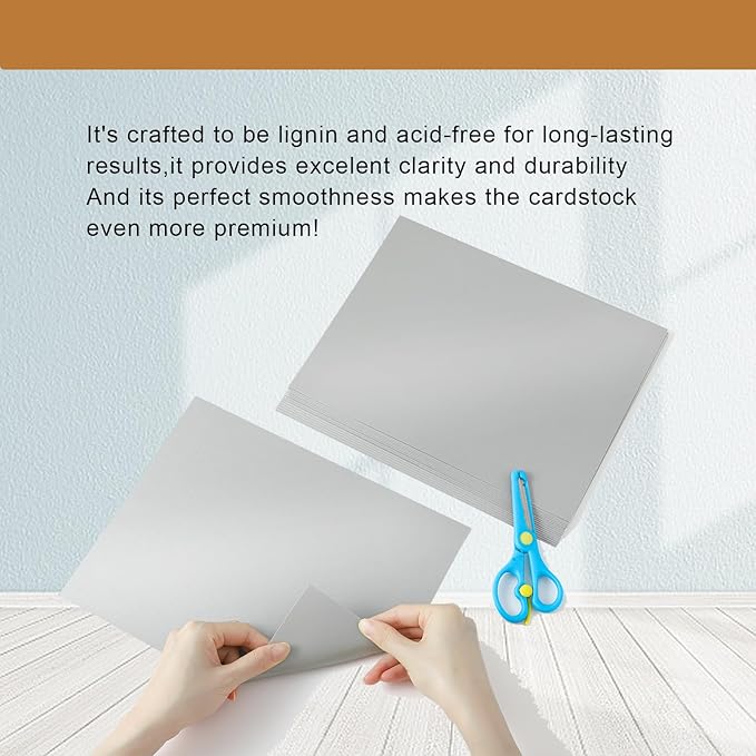 Silunkia 40 Sheets Grey Cardstock 8.5 x 11 Crafts Paper, 200gsm/75lb Premium - Image 5