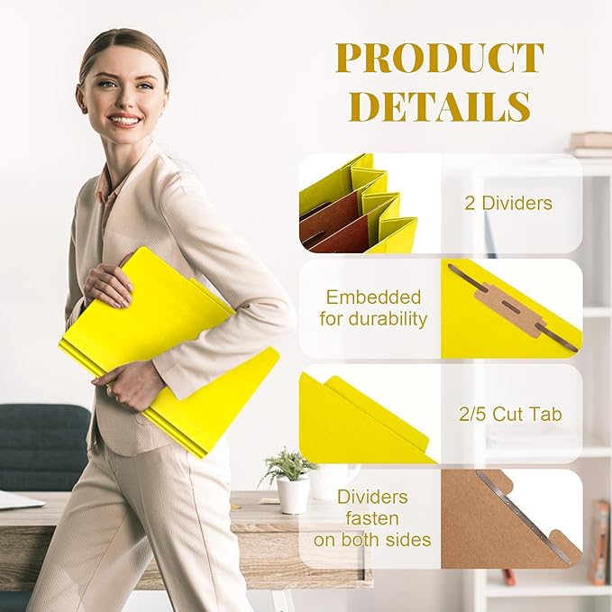 Skyygemm 36 Pcs Classification Folders Letter Size, 2 Divider Pressboard File - Image 3
