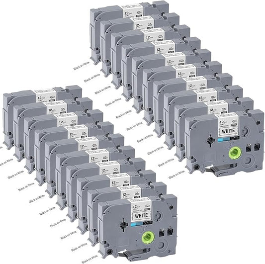 20pack 12mm 0.47'' TZe TZ Tape Laminated White Label Maker Tape Replacement by Mdmcjmzj