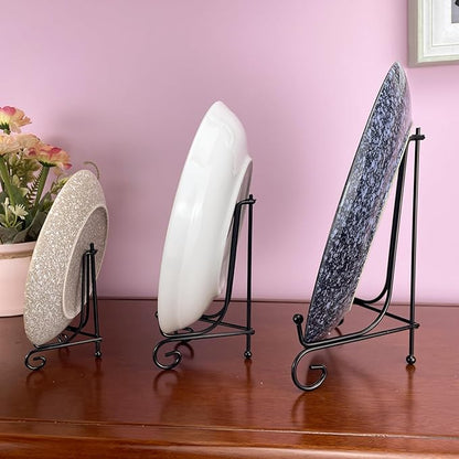 HENABLE 6PCS 3 Size Black Iron Plate Stands - Image 2