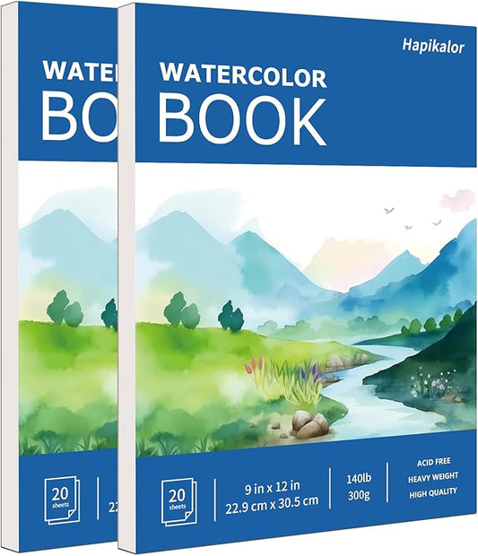 Hapikalor 9"x12" Watercolor Paper Pad, 140lb/300gsm Artist Painting Drawing by Hapikalor