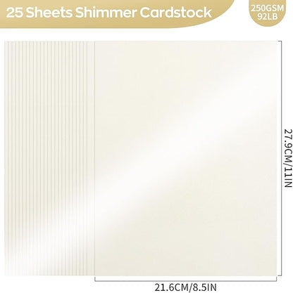25 Sheets Cream Shimmer Cardstock 8.5 x 11Inch Off White Card Stock 92lb - Image 2